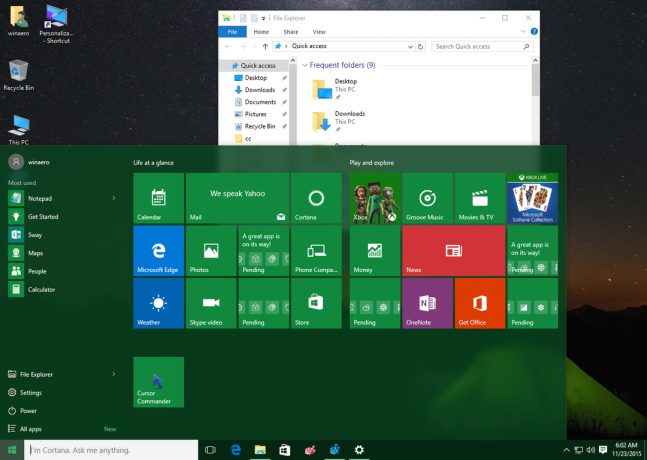 Windows 10 10586 цветни бели заглавни ленти на лентата на задачите в действие