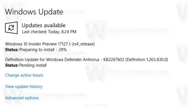 Uppdatering för Windows 10 Build 17127