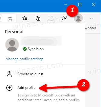 Microsoft Edge-ის დამატების პროფილი ხალხის ხატულა