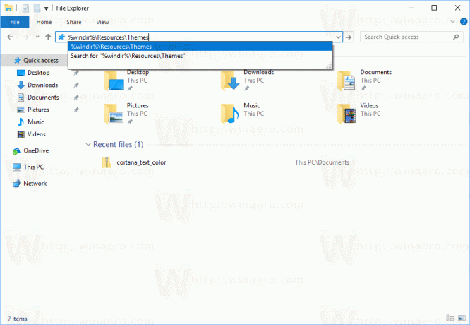 Windows 10 Open standaard themamap