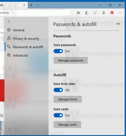 Windows 10Edgeのパスワードとオートフィル