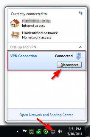 Desconexão do cliente VPN do Windows 7
