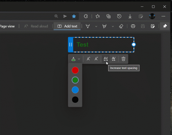 EdgePDFビューアの自由形式のサポート