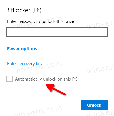 ביטול נעילה אוטומטי של Bitlocker
