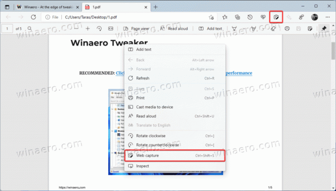 Microsoft Edge Web Capture σε PDF