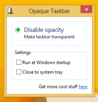 Deaktivieren Sie die Taskleistentransparenz in Windows 8 und Windows 8.1 mit dieser Freeware