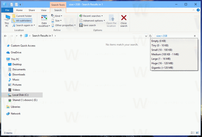 File Exploreri otsingu kohandatud filter