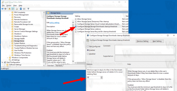 Windows 10 Storage Sense Set Завантаження Видалити Автоматично GP 