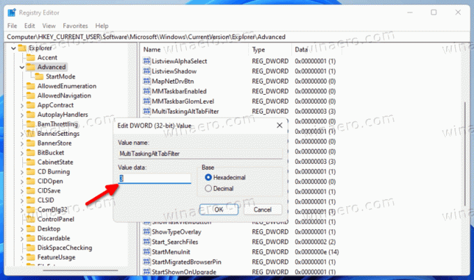 Eemaldage Windows 11 vahekaartide eemaldamine servadest Alt+Tab
