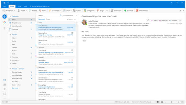 שולחן העבודה של Outlook ממשק משתמש חדש