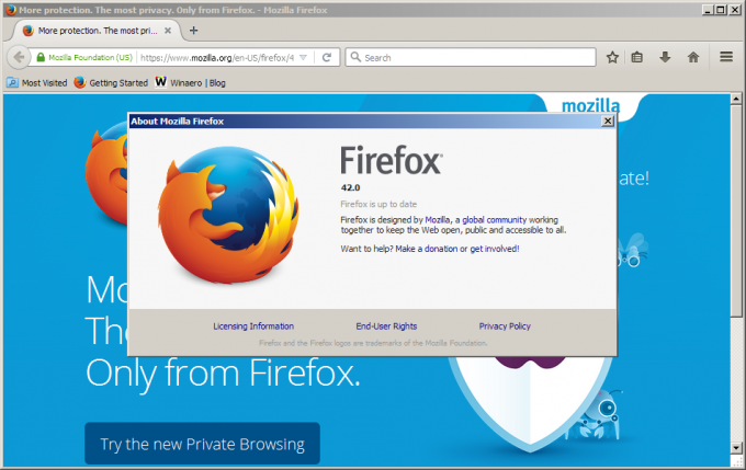 Firefox 42 über