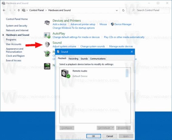 Windows 10 Configuratiescherm Geluidsapplet