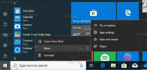 Windows 10 Start kontekstmenyer