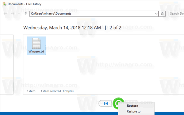 Windows 10 Povijest datoteka Vraćanje u