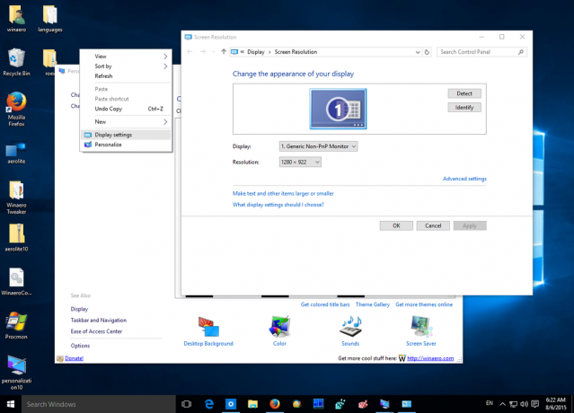 Nastavenia klasického zobrazenia Windows 10