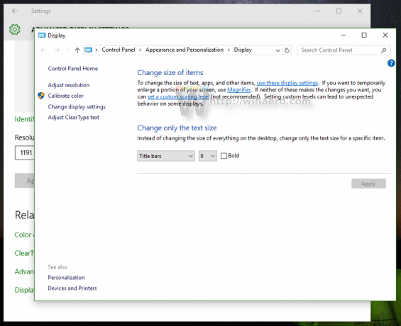 Aplet wyświetlania panelu sterowania systemu Windows 10