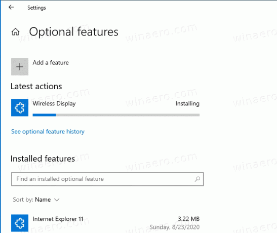 يقوم Windows 10 بتثبيت Miracast Wireless Display