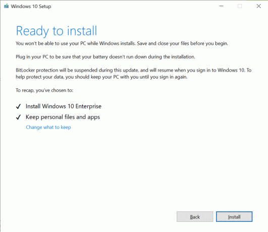 Prikazuje kako sada izgleda instalacija sustava Windows 10. Bijela pozadina umjesto plave.