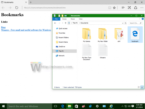 File bookmark Favorit Windows 10 dibuka