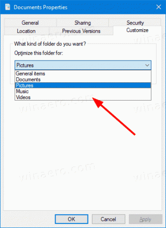 Schimbați șablonul de folder în Windows 10