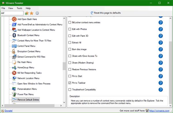 Windows 10 Eliminați PIN în meniul contextual din bara de activități