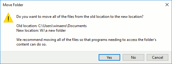 Windows 10 Μετακίνηση φακέλου εγγράφων