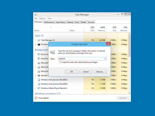 käivitage Explorer Windows 10-s