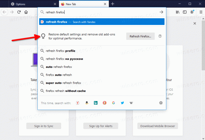 Съвети за Firefox в адресната лента