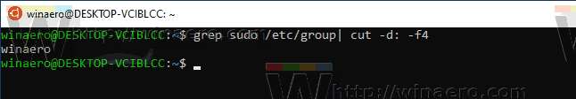 Windows 10 WSL Rechercher des utilisateurs Sudo