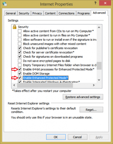 IE11 Internett-alternativer som trengs for å aktivere 64-bits IE-faneprosesser