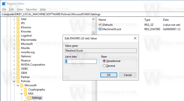 Idioma de la interfaz de usuario del sistema Force de Windows 10 como registro de idioma de visualización