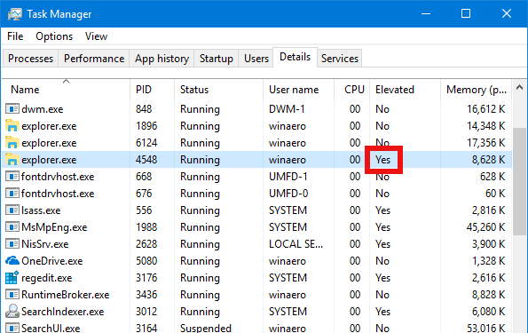 Windows 10 Run Explorer Elevated