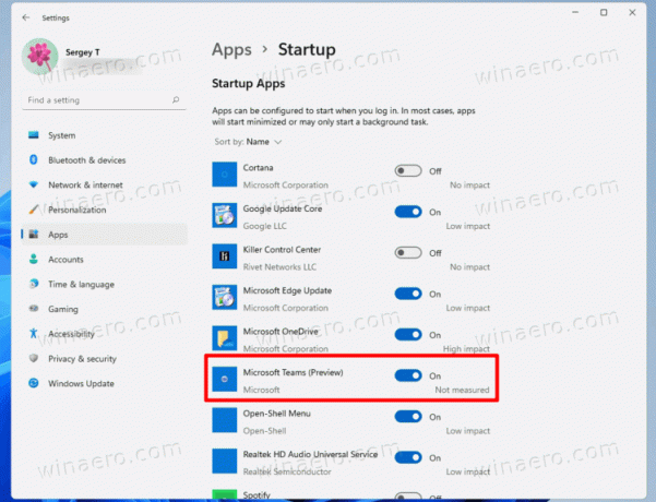 Pievienojiet vai noņemiet veikala lietotnes no startēšanas operētājsistēmā Windows 11