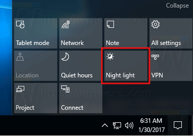 Ota käyttöön Night Light Windows 10