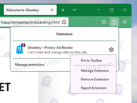 Firefox 拡張機能のツールバー ボタン