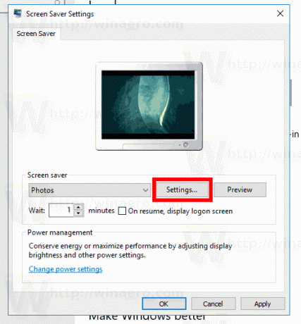 Windows 10 გახსენით Photos Saver პარამეტრები