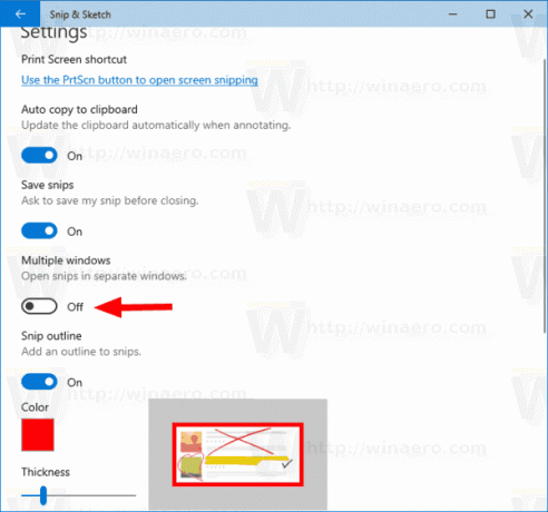 Windows 10 Увімкнути Snip Sketch в режимі одного вікна