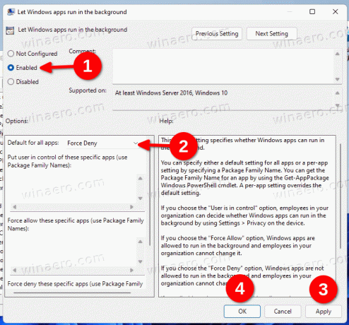 Dezactivați aplicațiile de fundal Windows 11 pentru toți utilizatorii