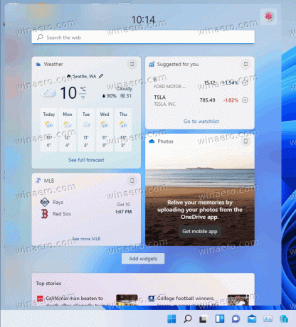 Widget di Windows 11 con il tema chiaro