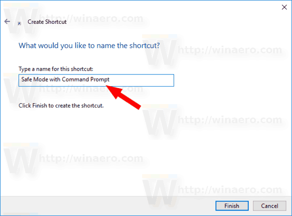 اختصار اسم Windows 10 للوضع الآمن مع موجه الأوامر