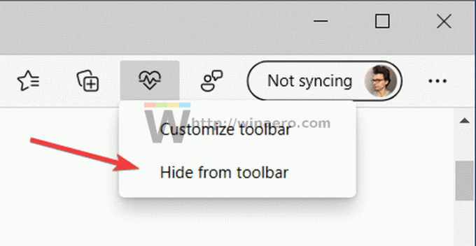 Remova o botão Desempenho no Microsoft Edge.