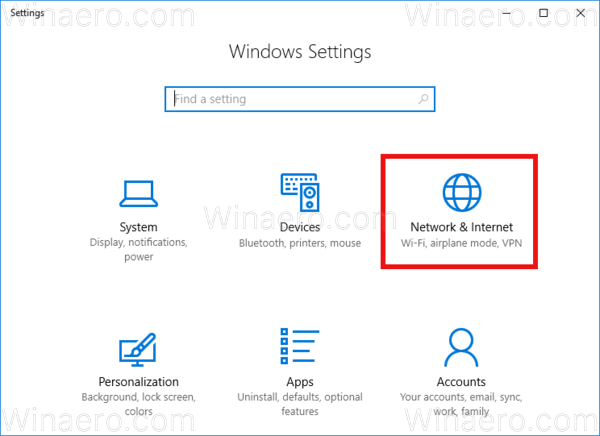 Windows 10 võrgu ja Interneti ikoon 