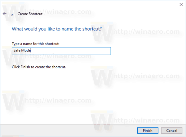 Comandă rapidă pentru nume Windows 10 pentru modul sigur