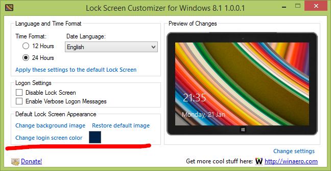 Lock Screen Customizer για Windows 8.1