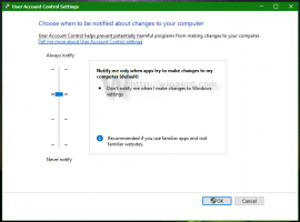 Išjunkite pritemdytą saugų darbalaukį UAC raginimui sistemoje „Windows 10“.