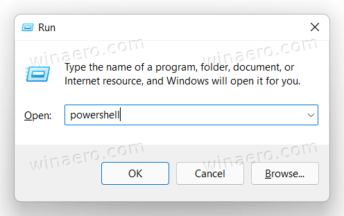 Windows 11 Apri PowerShell da Esegui