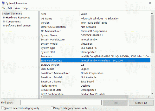 Windows 10 Etsi Bios-versio