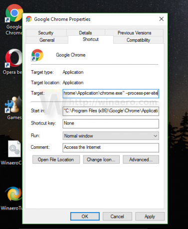 Chrome aktiver prosess per nettsted