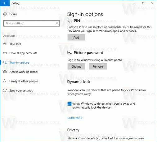 Windows 10 billedadgangskode tilføjet