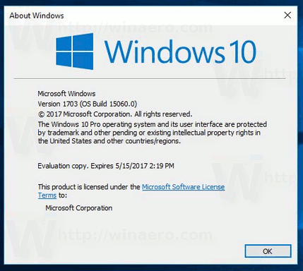 Windows 10 zostava 15060